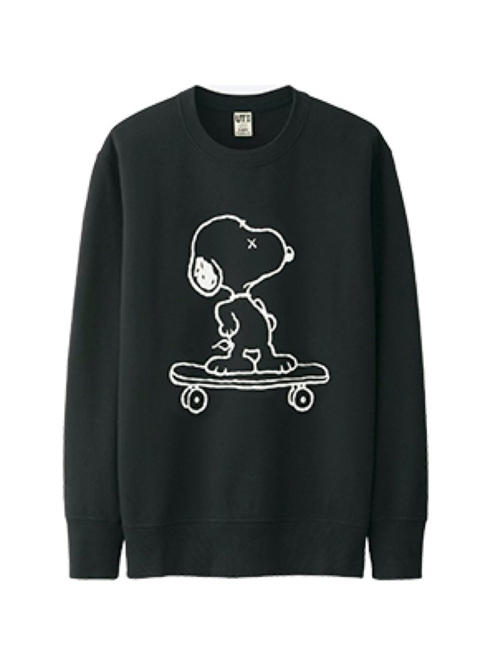KAWS x Uniqlo x Peanuts Snoopy Skateboarding Crewneck Sweatshirt Black M